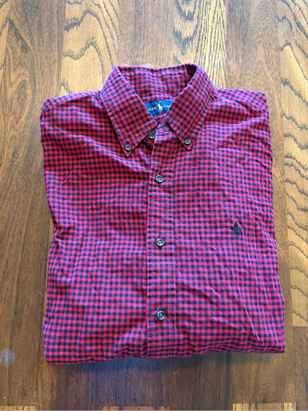 Ralph Lauren Red and Black Gingham Button-Down Shirt